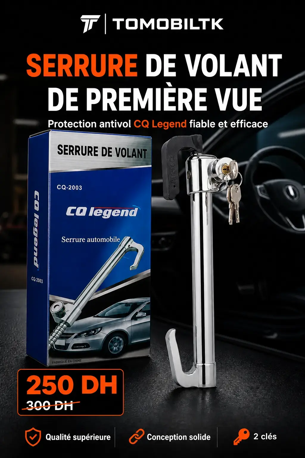 Antivol Volant–Pédale Télescopique CQ Legend CQ-2003 01