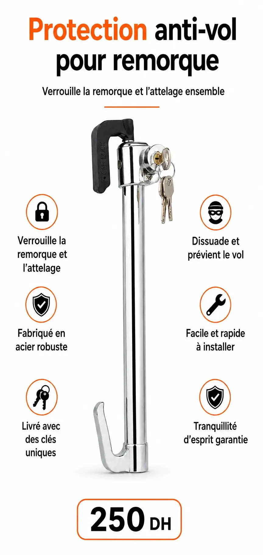 Antivol Volant–Pédale Télescopique CQ Legend CQ-2003 03