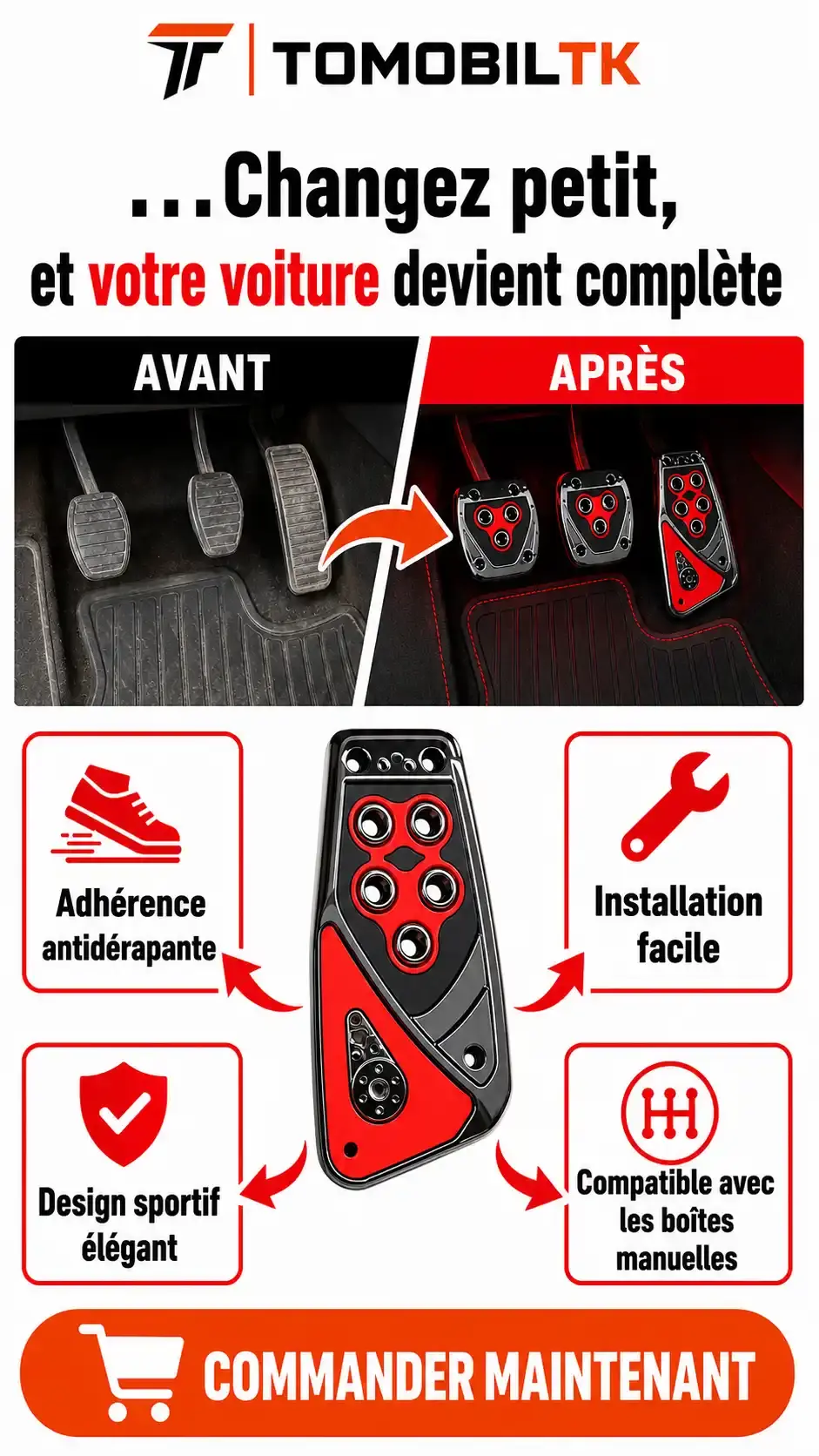 Couvre-pédales Sport Antidérapants BEFORE_AFTER