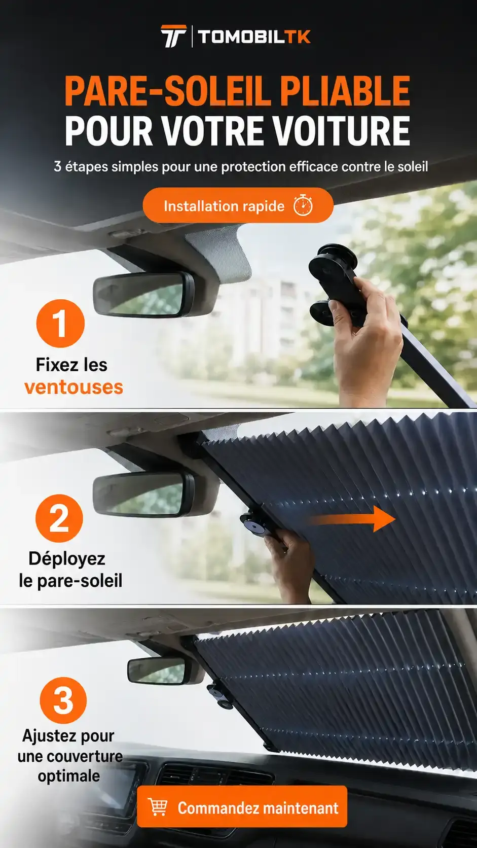 Pare-soleil pare-brise rétractable HOW